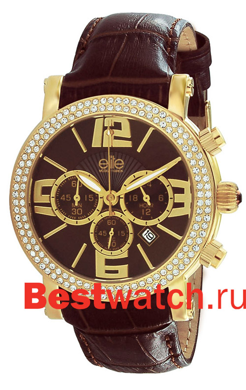 Часы Elite Leather Crystal E51982-105