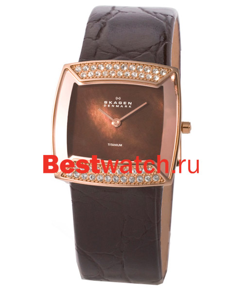Часы Skagen Leather Titanium 670STRLD4