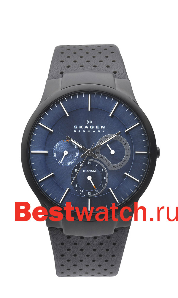 Часы Skagen Leather Titanium 809XLTBLN